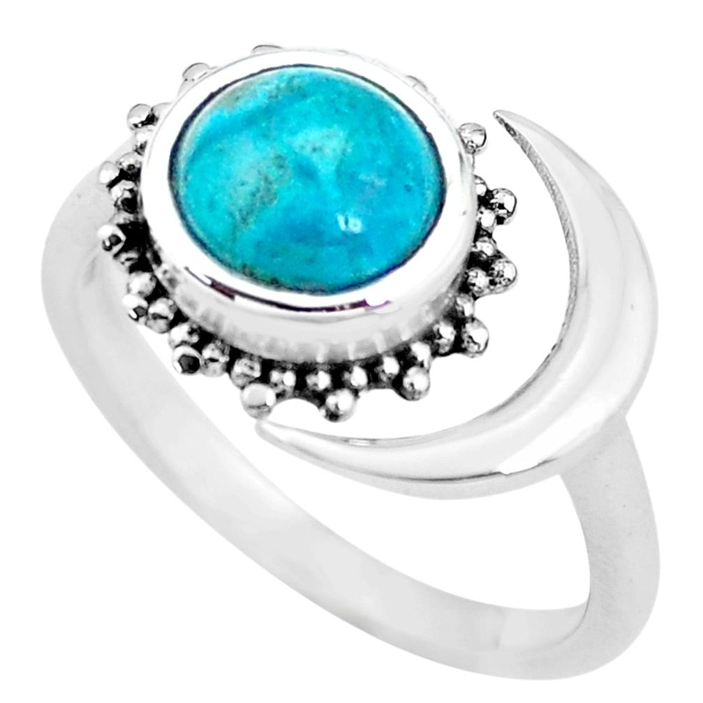 925 silver 3.01cts natural chrysocolla adjustable solitaire ring size 8.5 p60992