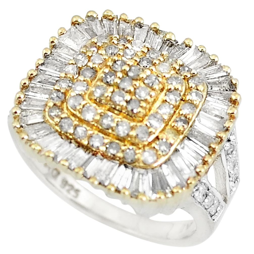 925 silver 3.84cts natural diamond white diamond 14k gold ring size 5.5 c3720