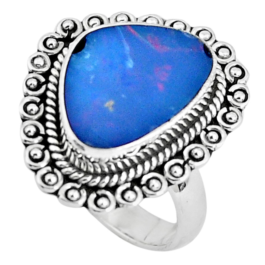 925 silver 5.12cts natural doublet opal australian solitaire ring size 7 p47465