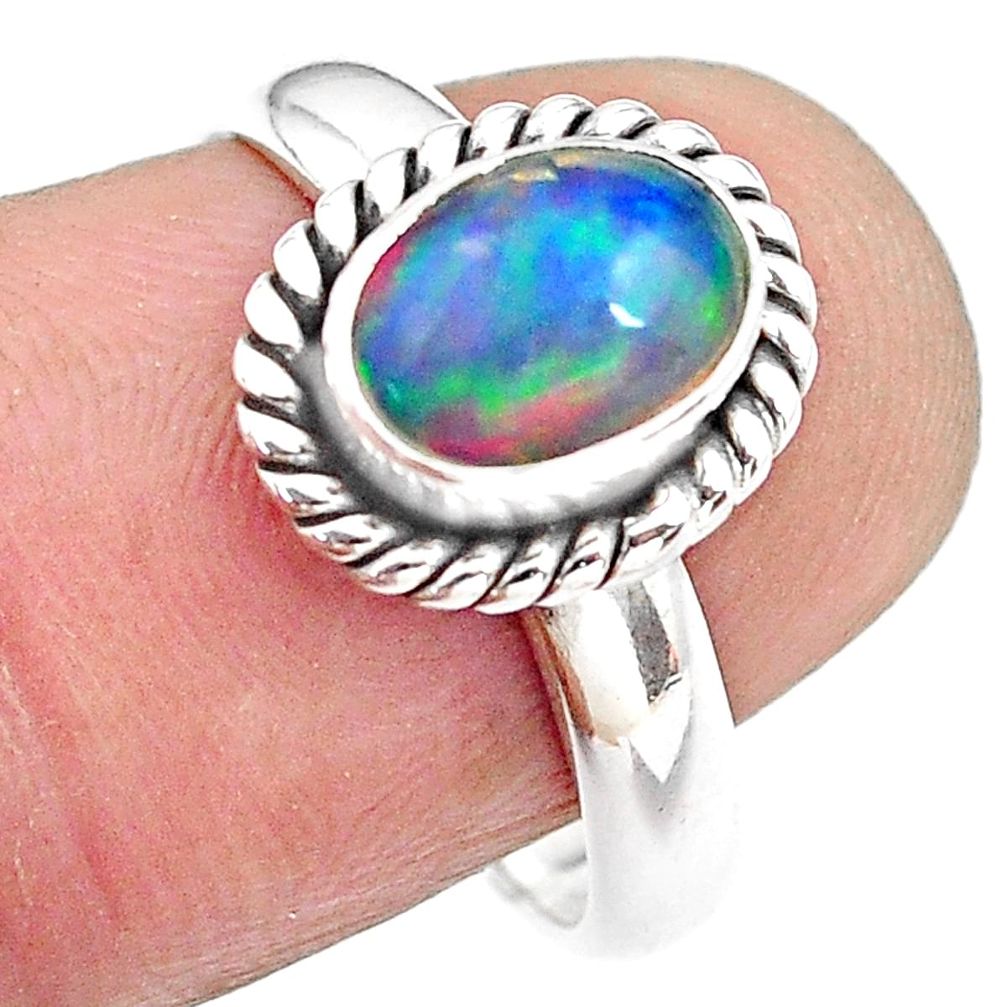925 silver 2.02cts natural ethiopian opal solitaire ring jewelry size 7.5 p84799