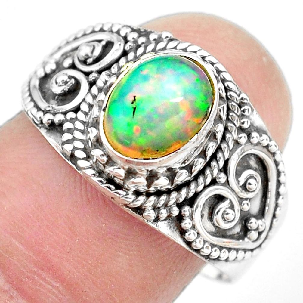 925 silver 2.01cts natural ethiopian opal solitaire ring size 8.5 p71557