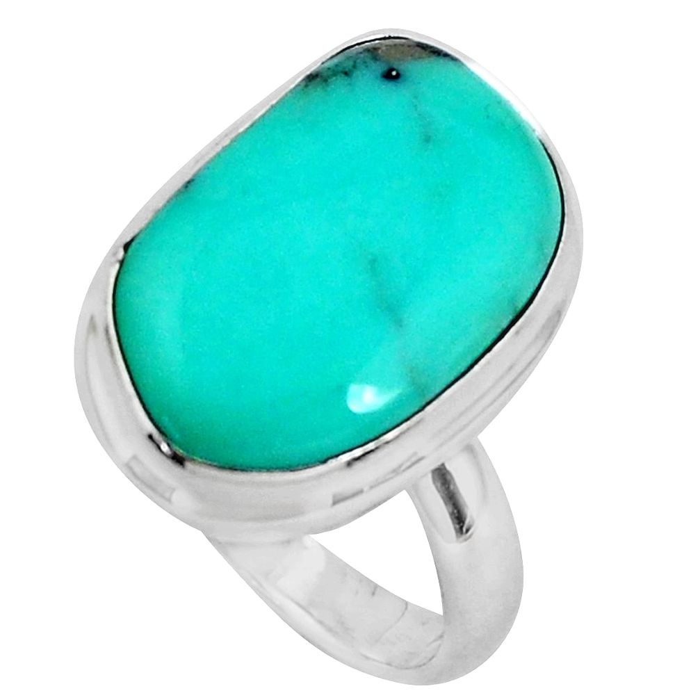 925 silver natural green campitos turquoise fancy solitaire ring size 6.5 p46419