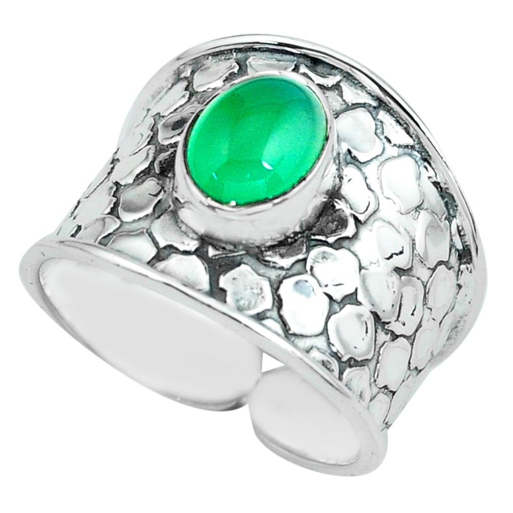 925 silver 3.29cts natural green chalcedony solitaire ring jewelry size 9 p68470