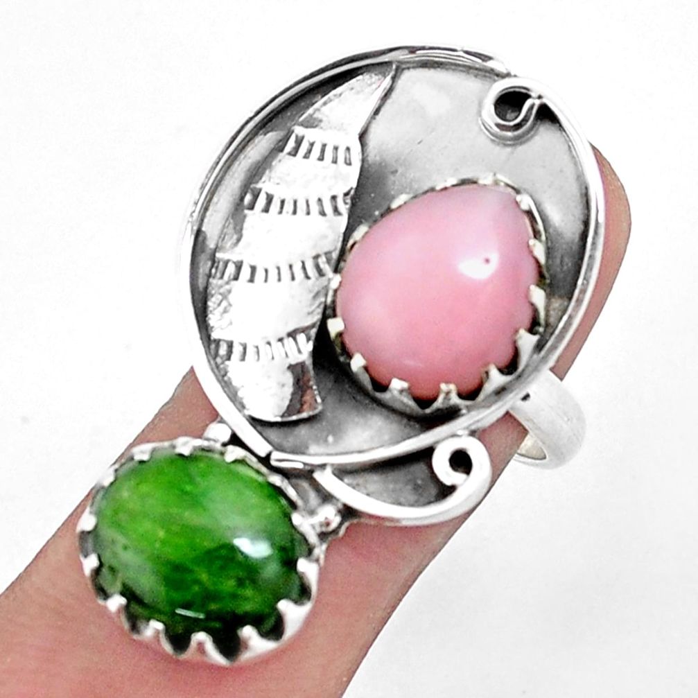 925 silver natural green chrome diopside opal ring jewelry size 8 p42383