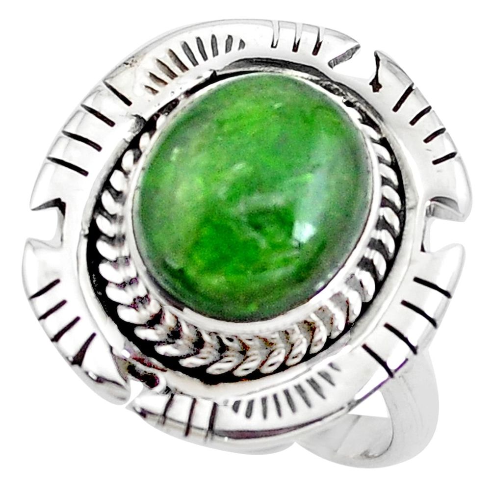 925 silver 5.01cts natural green chrome diopside solitaire ring size 8 p42191