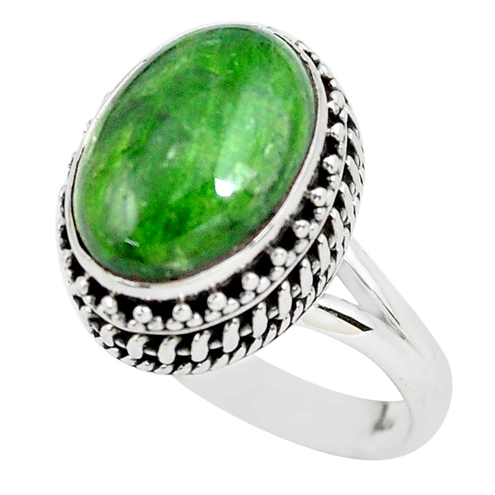 925 silver 7.10cts natural green chrome diopside solitaire ring size 7.5 p56496