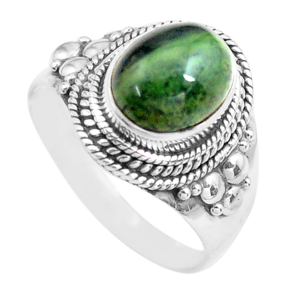 925 silver 4.40cts natural green kambaba jasper solitaire ring size 8.5 p71738