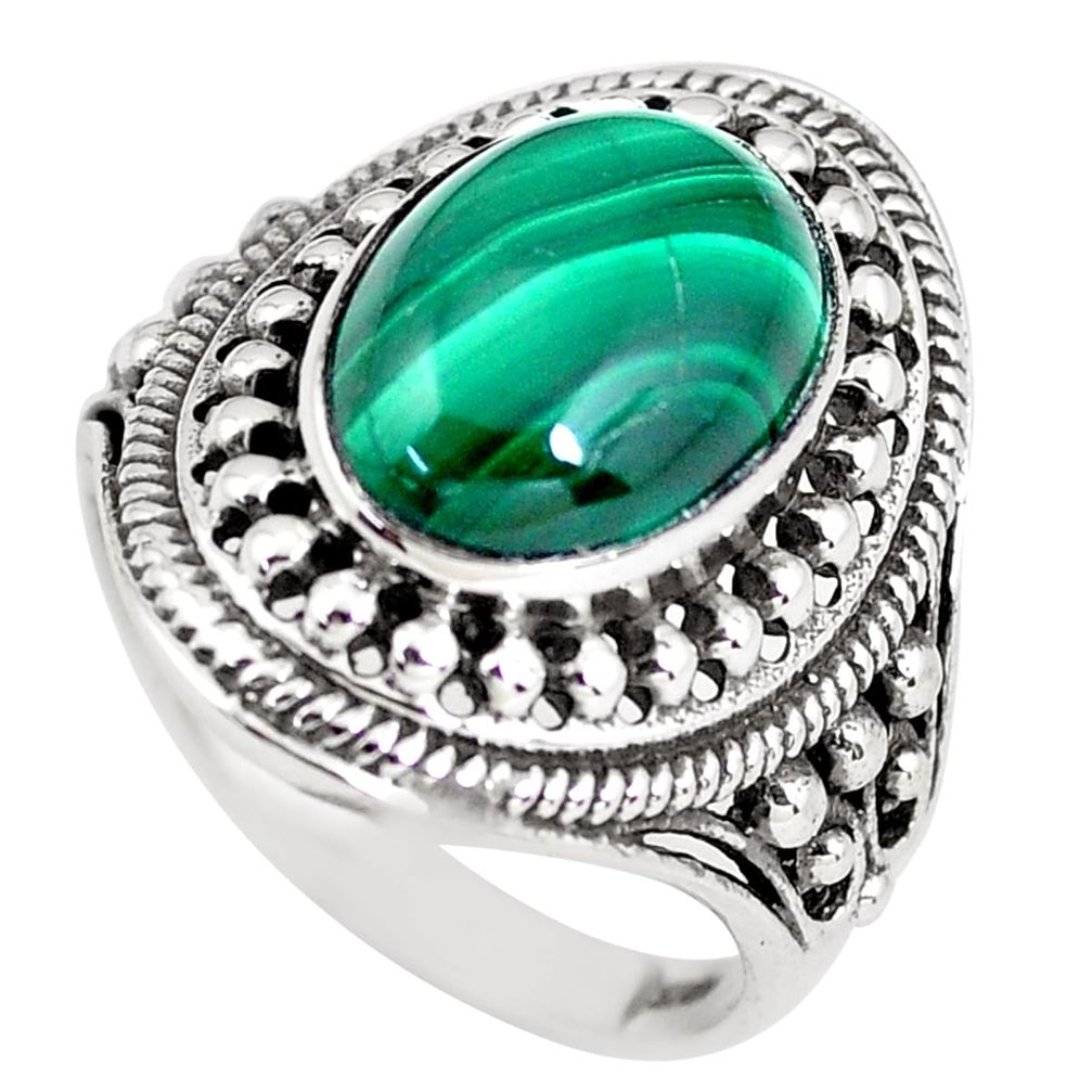 925 silver 6.61cts natural green malachite solitaire ring jewelry size 9 p56037