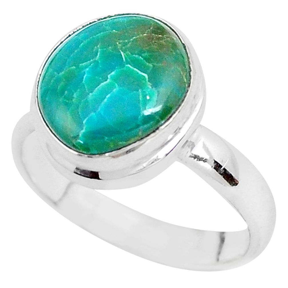 925 silver 5.38cts natural green opaline solitaire ring jewelry size 8 p40160