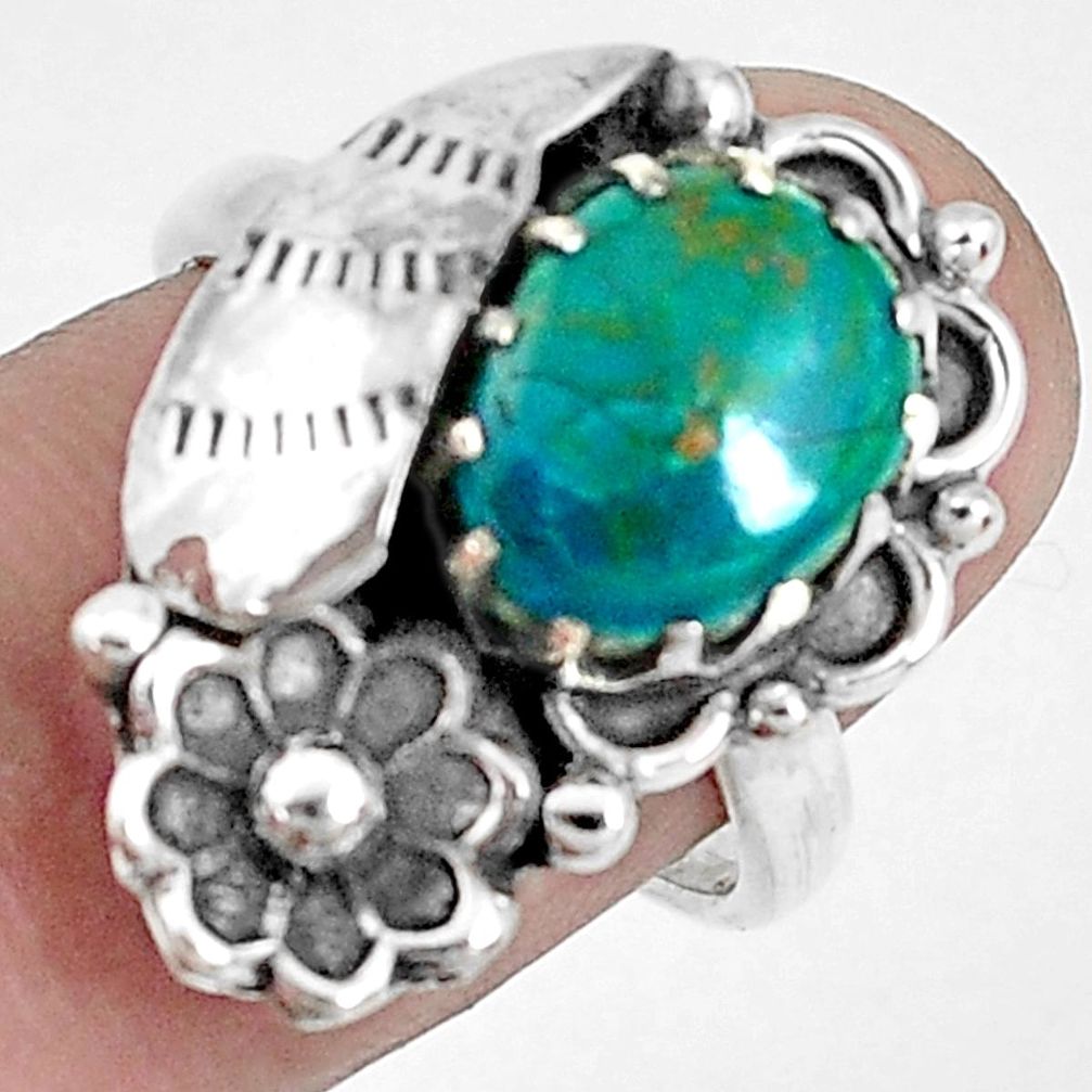 925 silver 4.71cts natural green opaline solitaire ring jewelry size 7.5 p42217