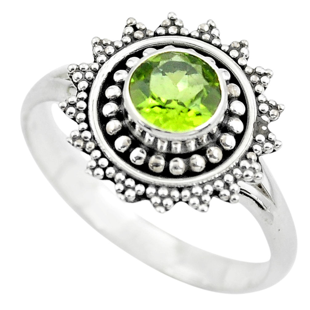925 silver 1.39cts natural green peridot round solitaire ring size 10.5 p61866
