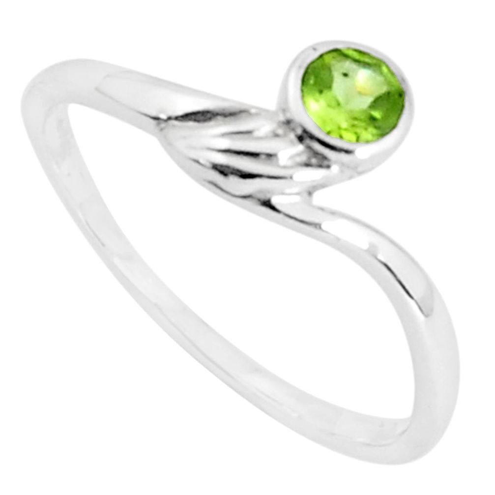 925 silver 0.61cts natural green peridot solitaire ring jewelry size 6.5 p36884