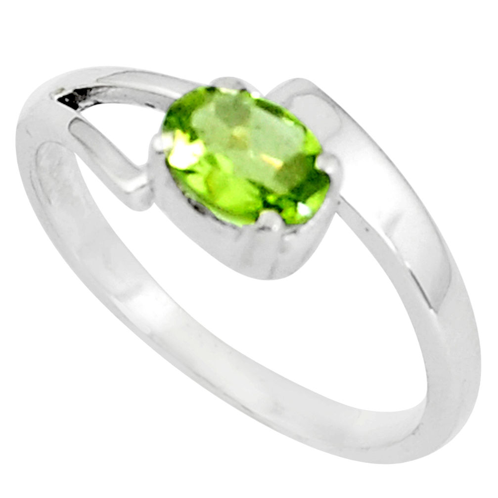 925 silver 1.73cts natural green peridot solitaire ring jewelry size 7.5 p37089