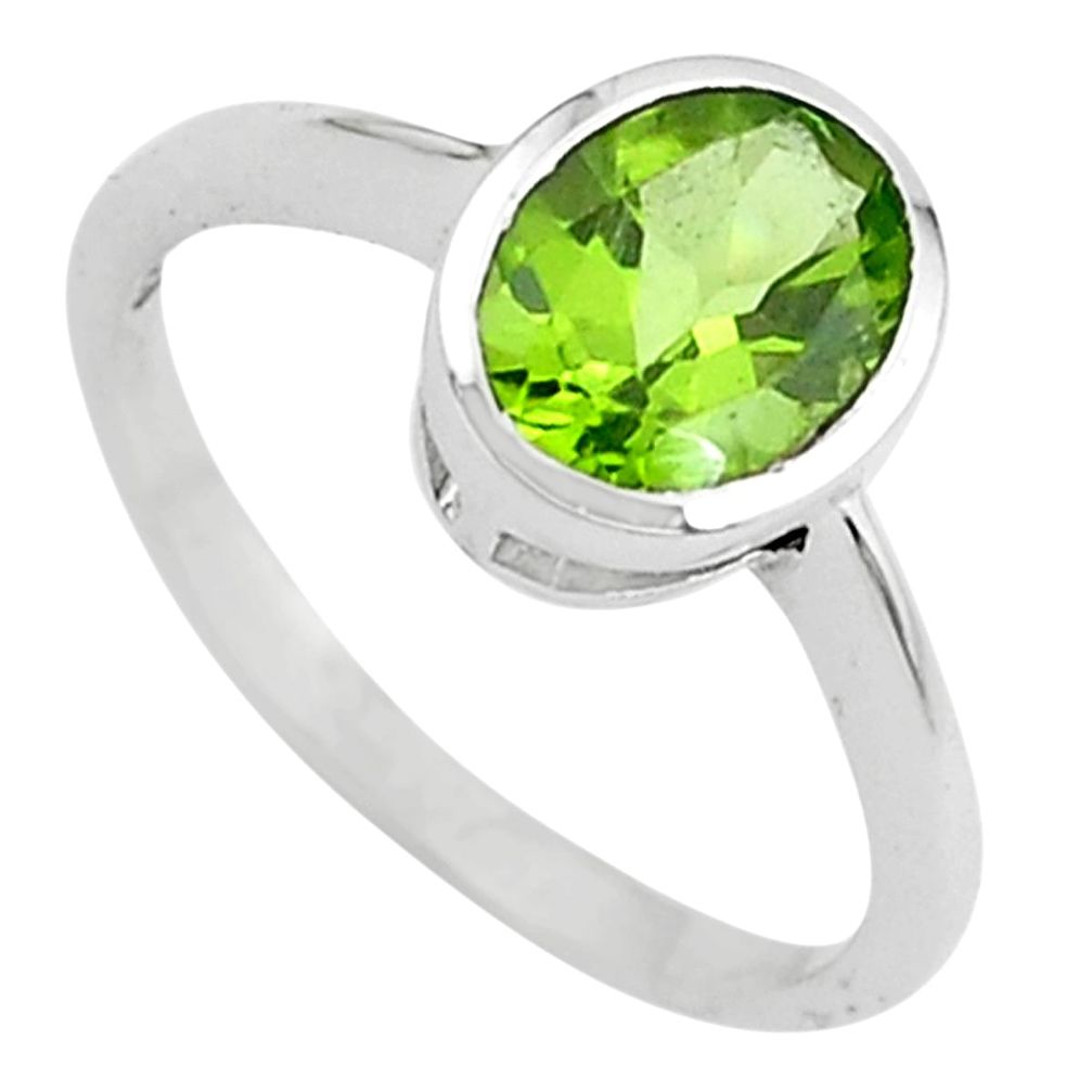 925 silver 2.08cts natural green peridot solitaire ring jewelry size 7.5 p62025