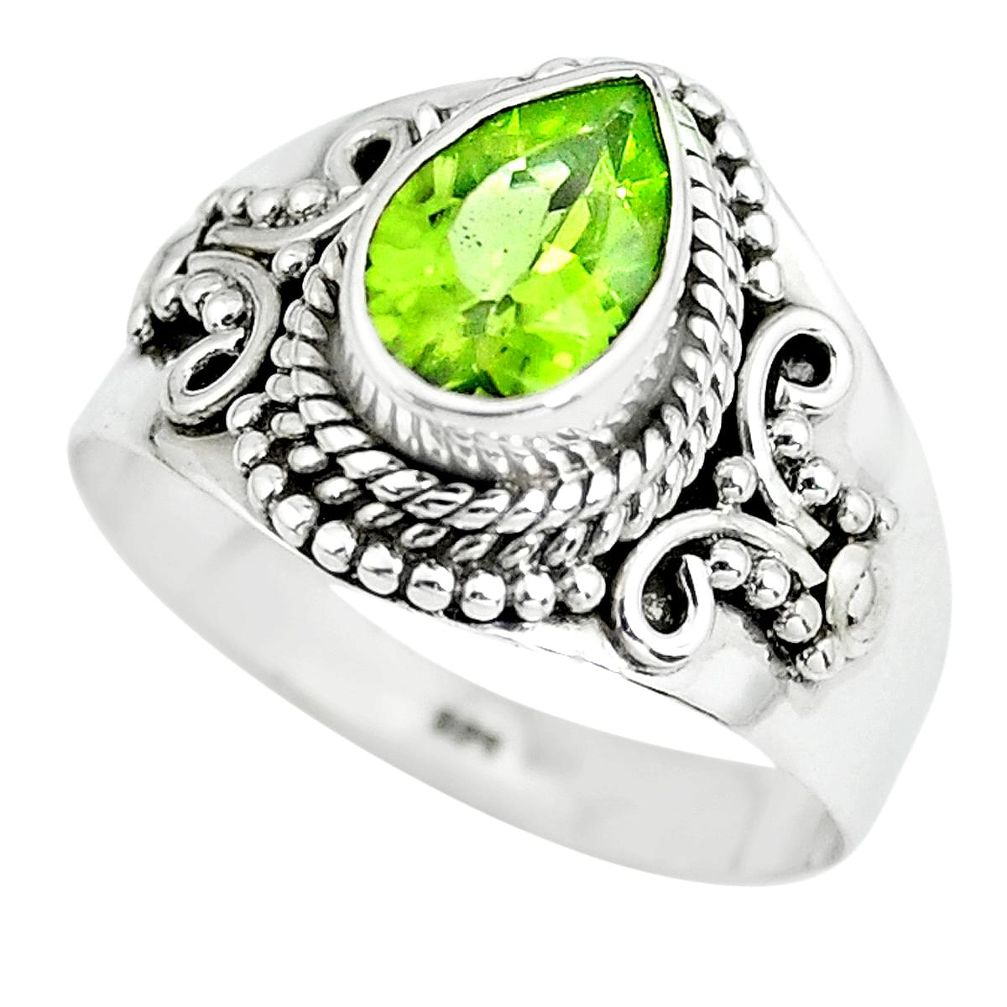 925 silver 2.21cts natural green peridot solitaire ring jewelry size 7.5 p64115