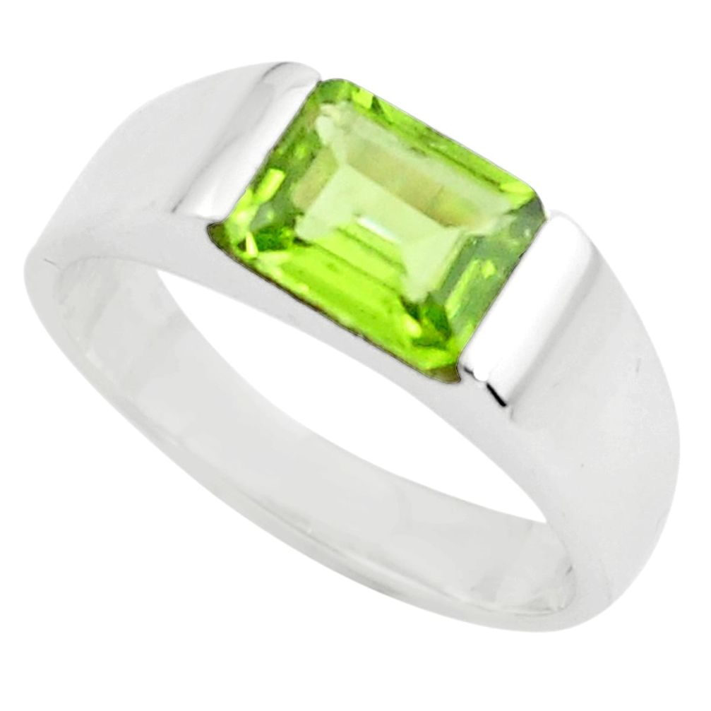 925 silver 3.01cts natural green peridot solitaire ring jewelry size 7.5 p73184