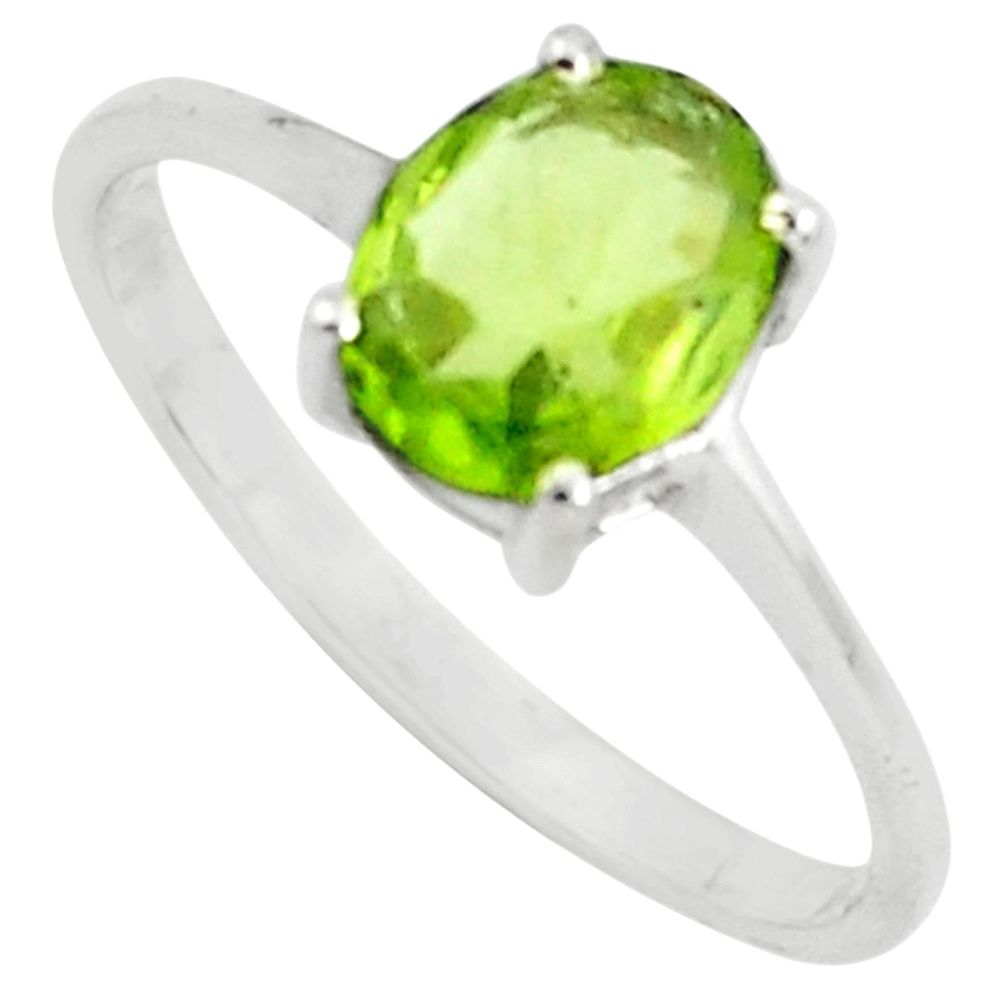 925 silver 2.13cts natural green peridot solitaire ring jewelry size 8.5 p73337
