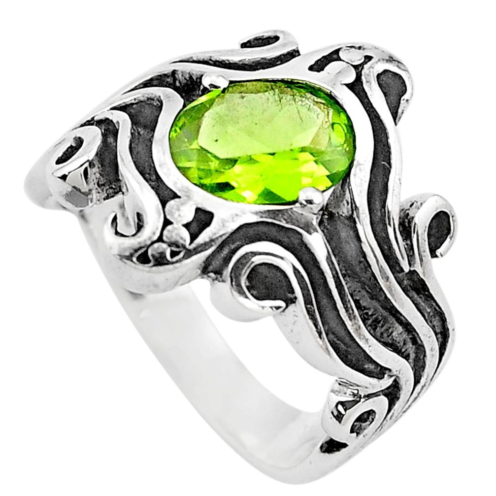 925 silver 2.81cts natural green peridot solitaire ring jewelry size 5.5 p82728