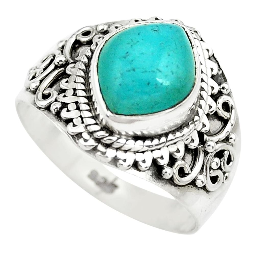 925 silver 4.30cts natural green peruvian amazonite solitaire ring size 7 p71808