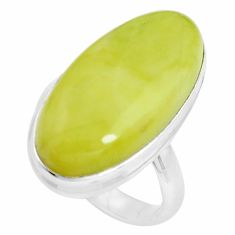 925 silver 15.85cts natural green serpentine solitaire ring size 7 p38885