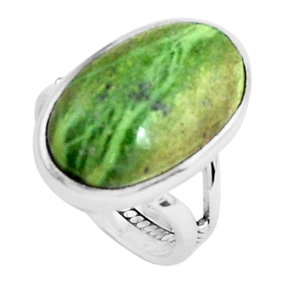 925 silver natural green swiss imperial opal solitaire ring size 6.5 p45978