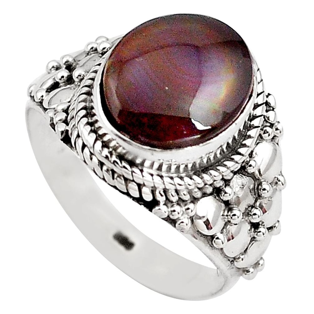 925 silver 5.31cts natural mexican fire agate fancy solitaire ring size 8 p81319