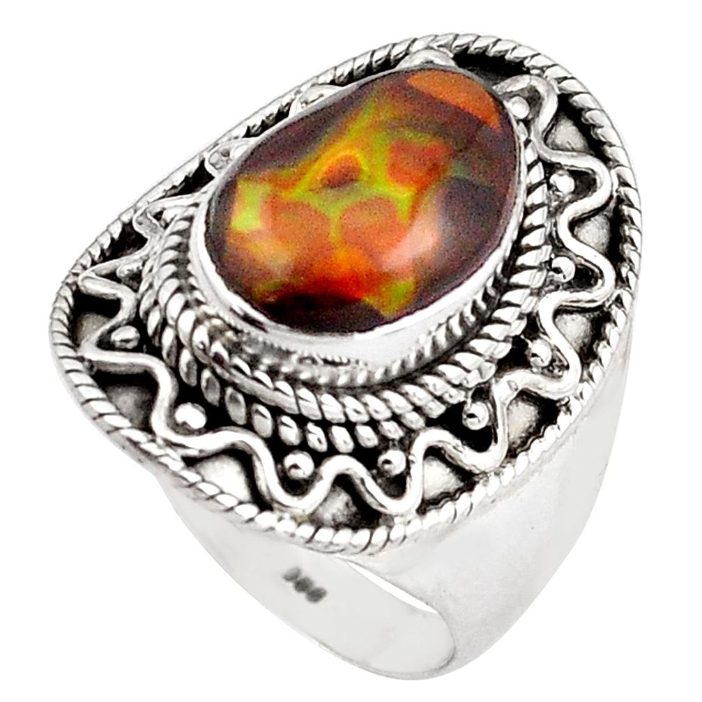 925 silver 4.38cts natural mexican fire agate fancy solitaire ring size 8 p88915