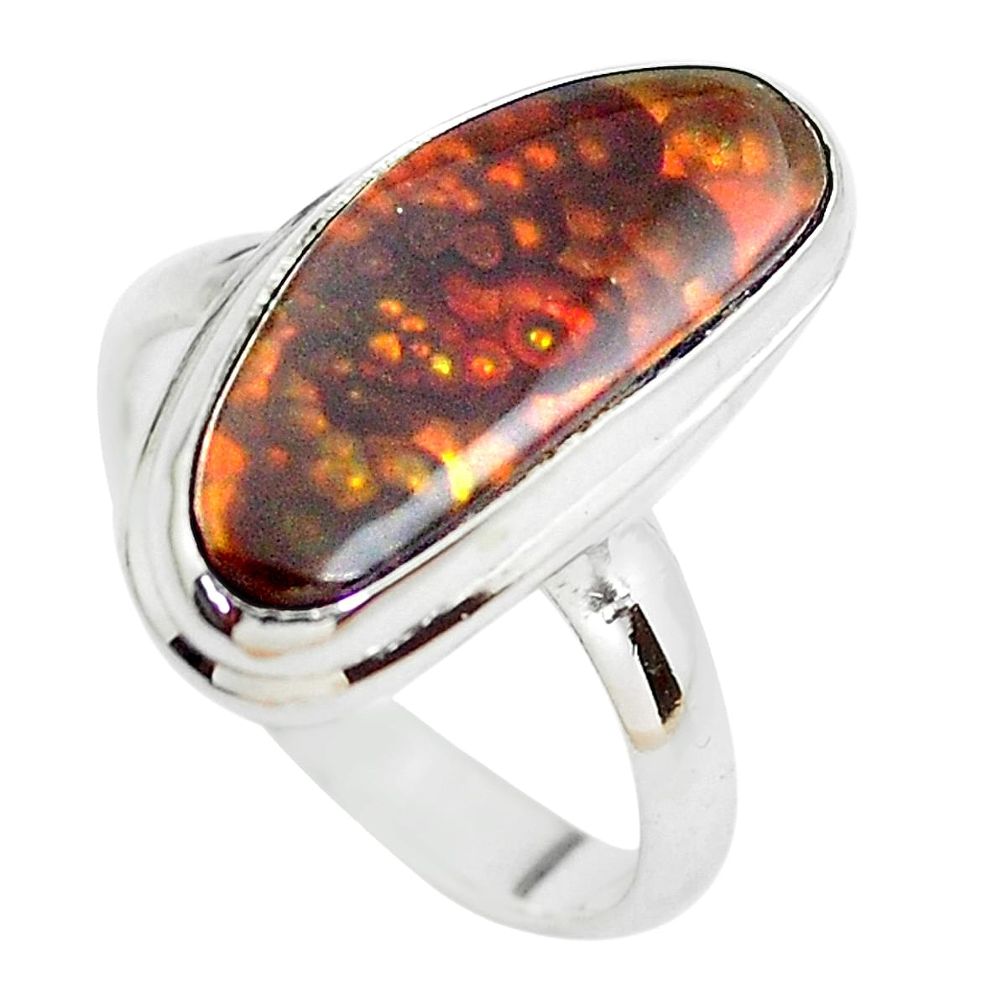 925 silver 7.89cts natural mexican fire agate solitaire ring size 8 p53940