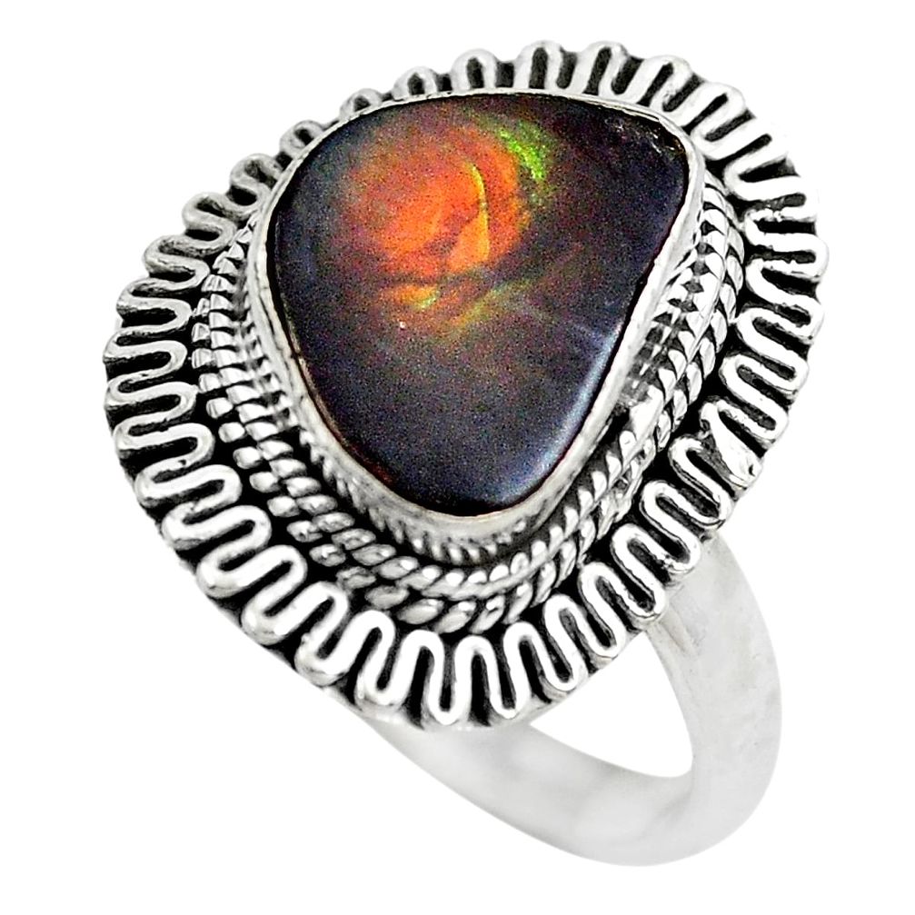 925 silver 4.93cts natural mexican fire agate solitaire ring size 8 p61707