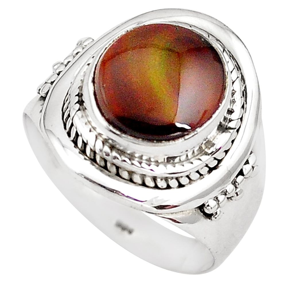 925 silver 5.52cts natural mexican fire agate solitaire ring size 8.5 p81305