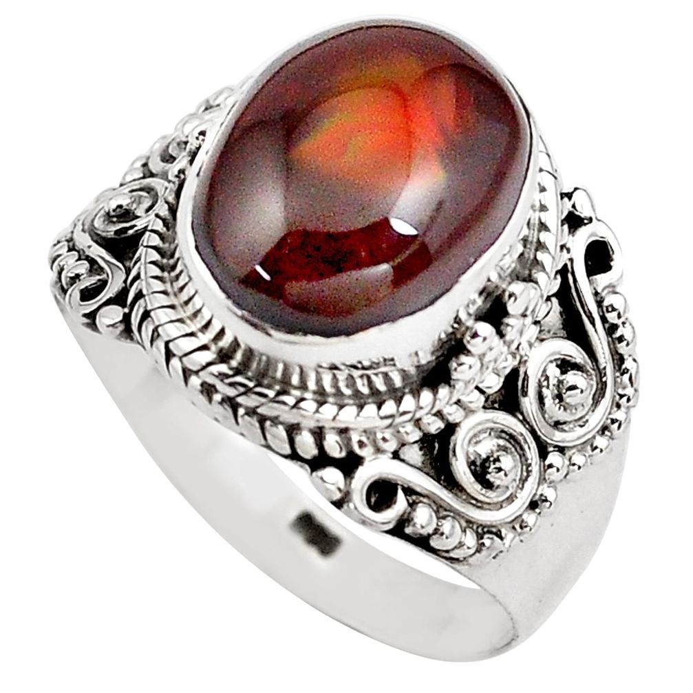 925 silver 5.63cts natural mexican fire agate solitaire ring size 8.5 p81310