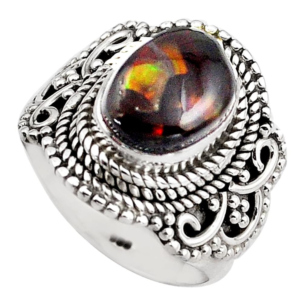 925 silver 4.21cts natural mexican fire agate solitaire ring size 6.5 p88912