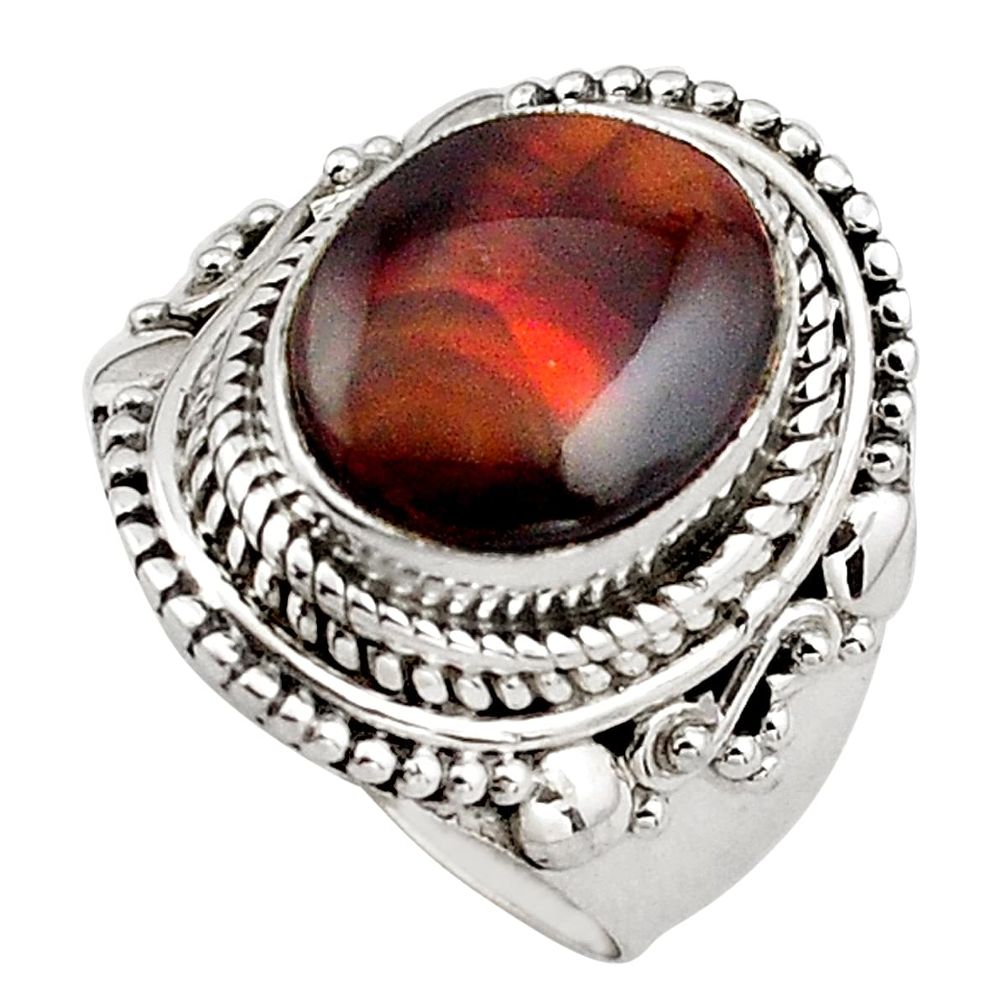 925 silver 5.42cts natural mexican fire agate solitaire ring size 6.5 p88919