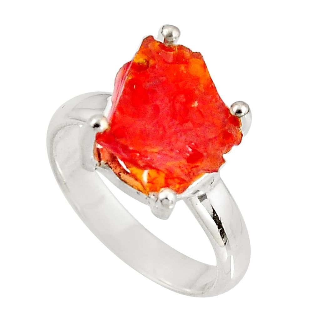 925 silver 4.87cts natural mexican fire opal fancy solitaire ring size 6 p90180