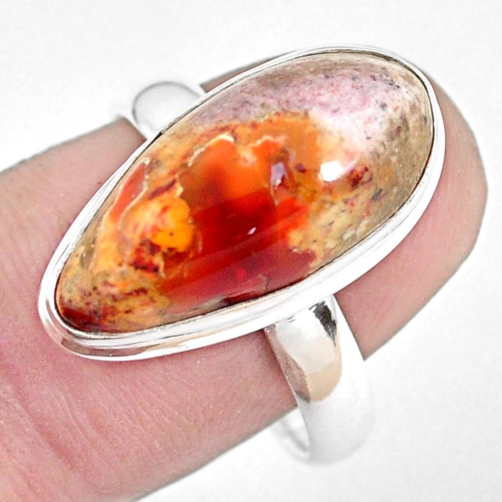 925 silver 9.04cts natural mexican fire opal pear solitaire ring size 8.5 p48295