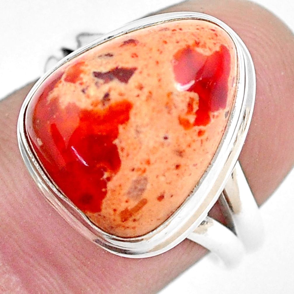 925 silver 7.48cts natural mexican fire opal solitaire ring size 7.5 p48262