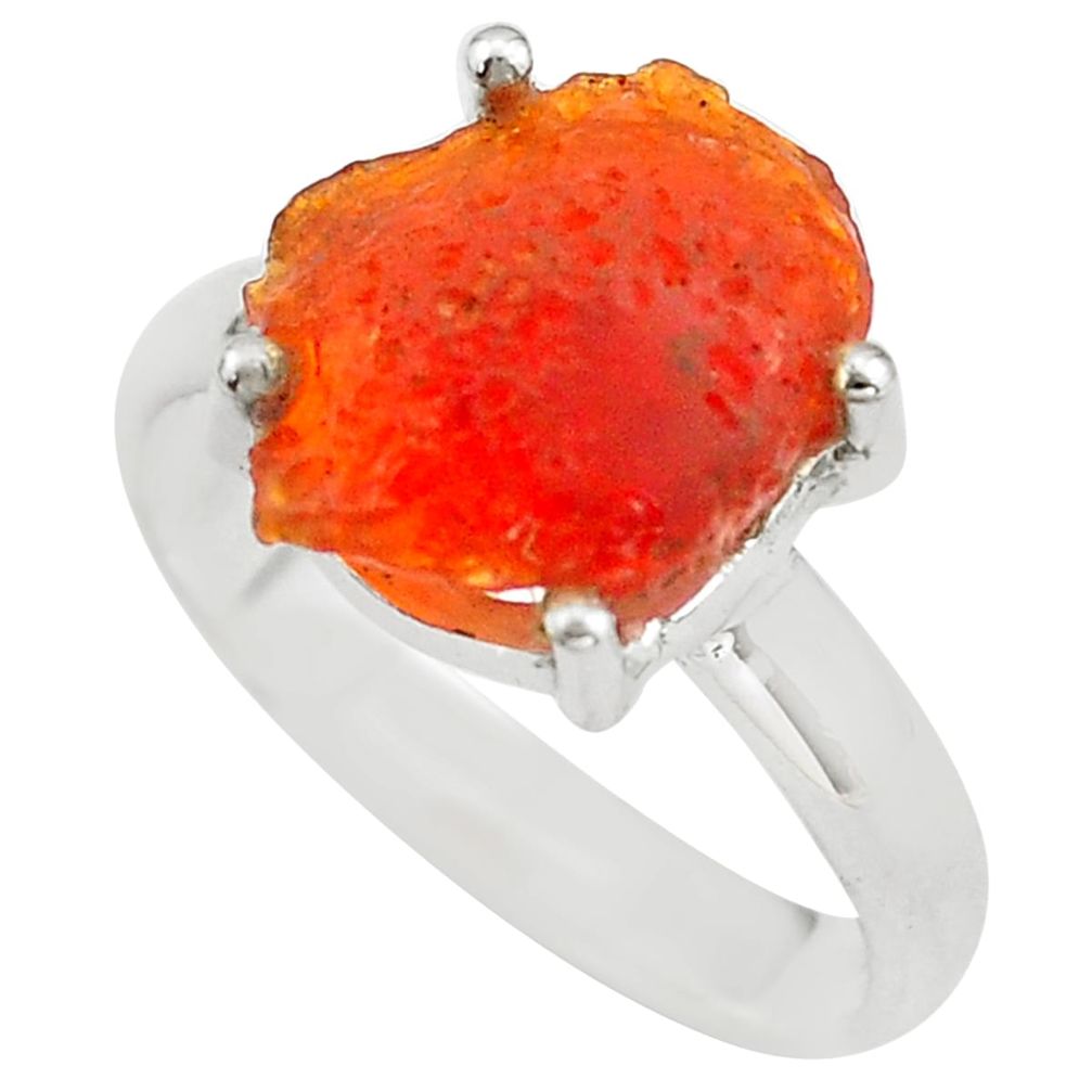 925 silver 6.22cts natural mexican fire opal solitaire ring size 8.5 p84349