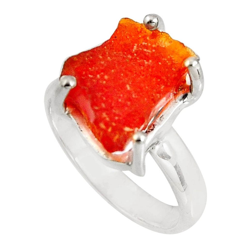925 silver 5.11cts natural mexican fire opal solitaire ring size 6.5 p90158