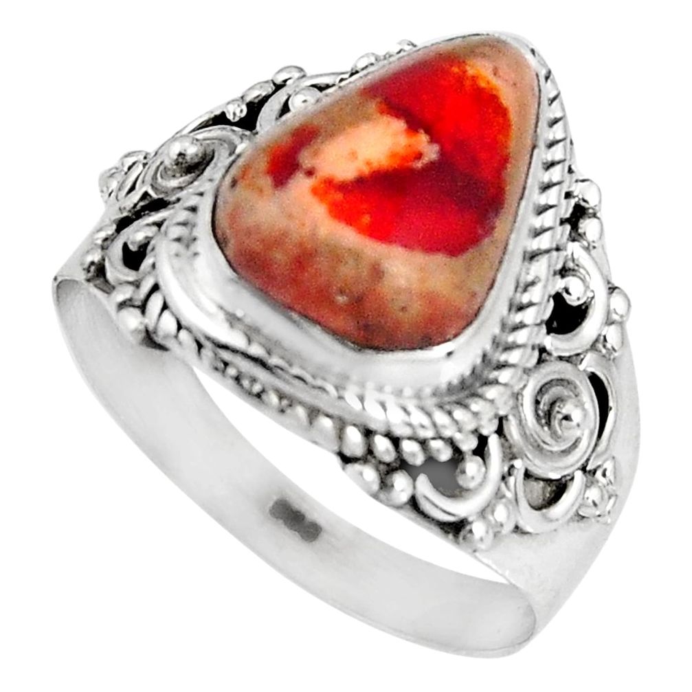 925 silver 5.16cts natural mexican fire opal solitaire ring size 7.5 p90519