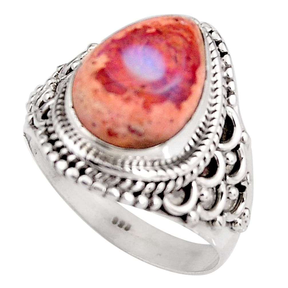 925 silver 5.53cts natural mexican fire opal solitaire ring size 8.5 p92136