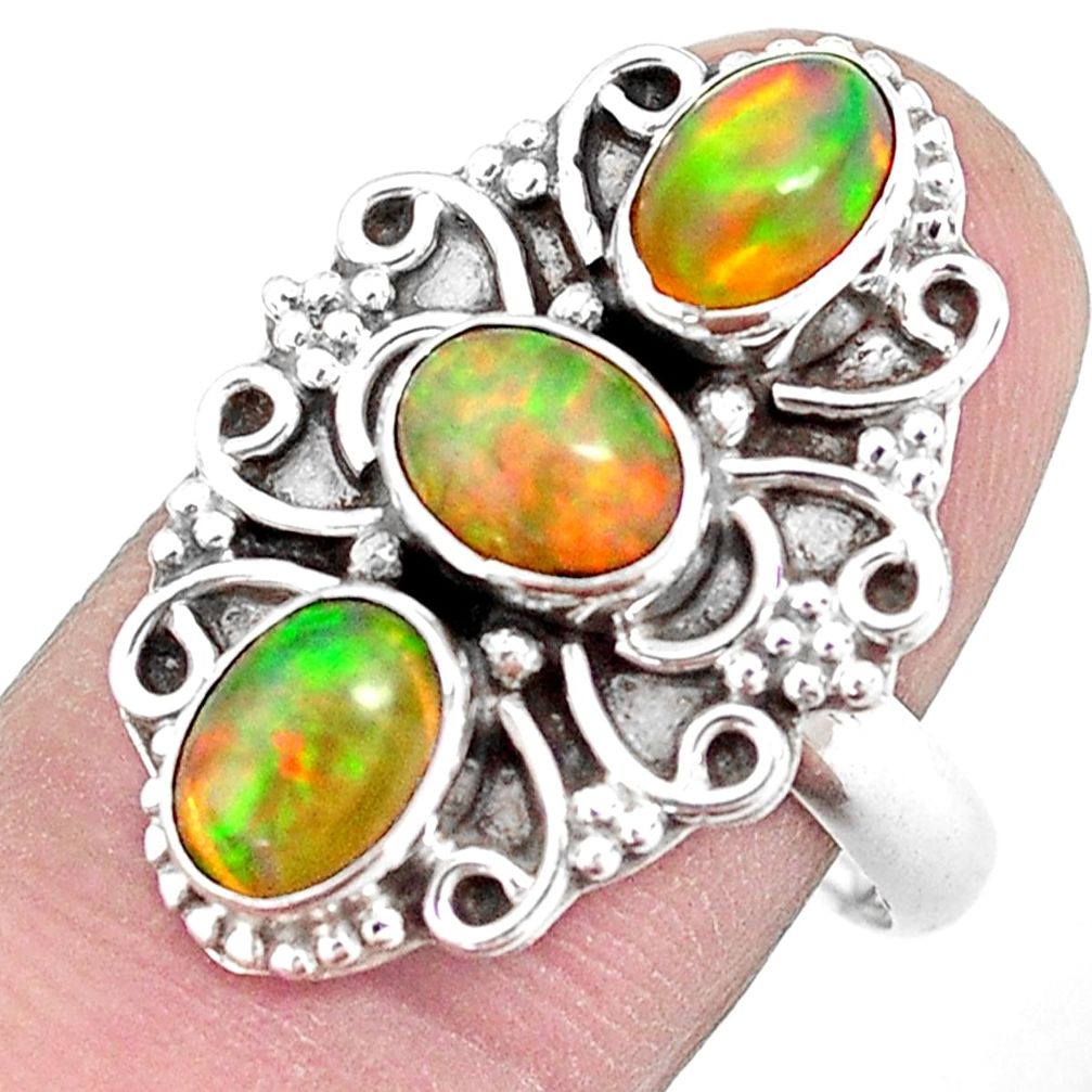 925 silver 4.94cts natural multi color ethiopian opal oval ring size 8.5 p32853
