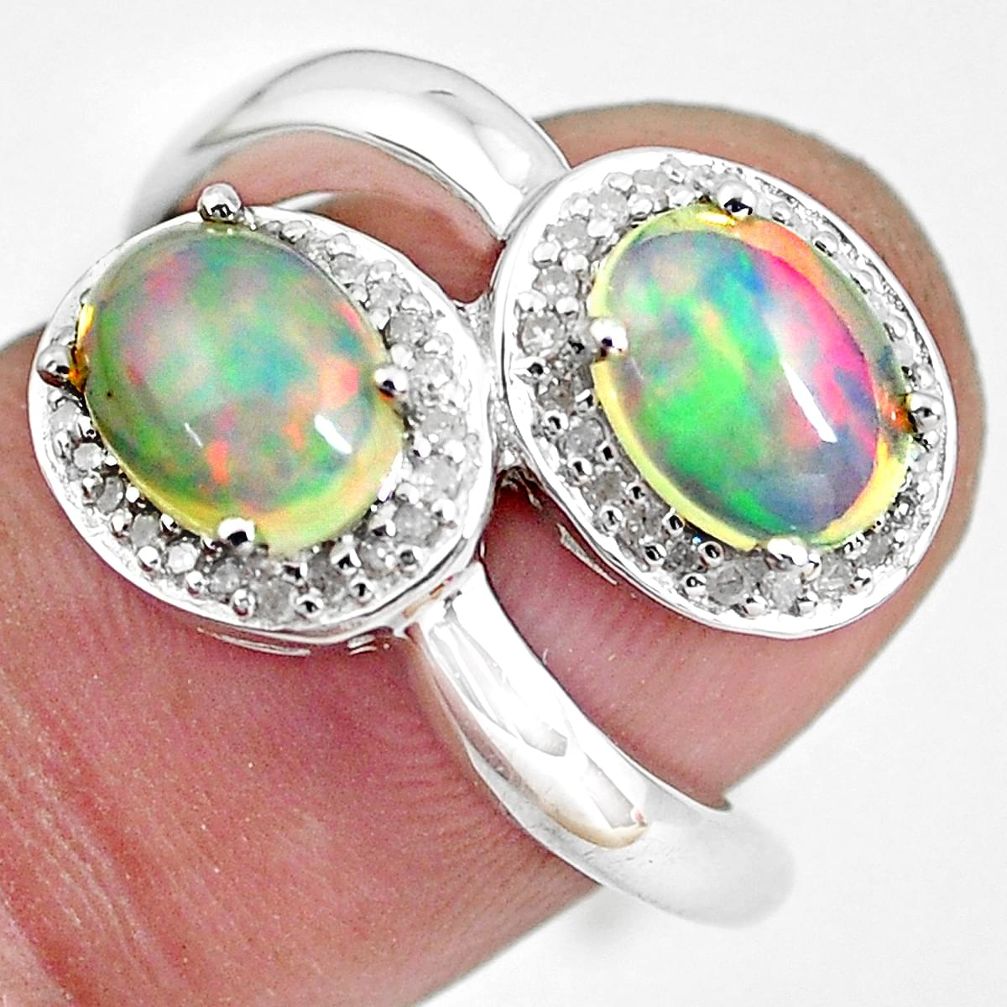 925 silver 5.28cts natural multi color ethiopian opal topaz ring size 7 c3879