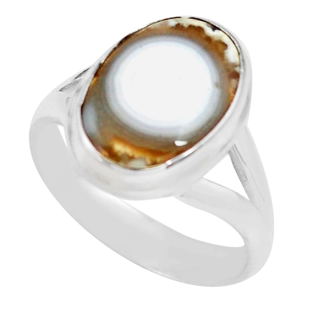 925 silver 6.04cts natural ocean sea jasper oval solitaire ring size 8 p71460