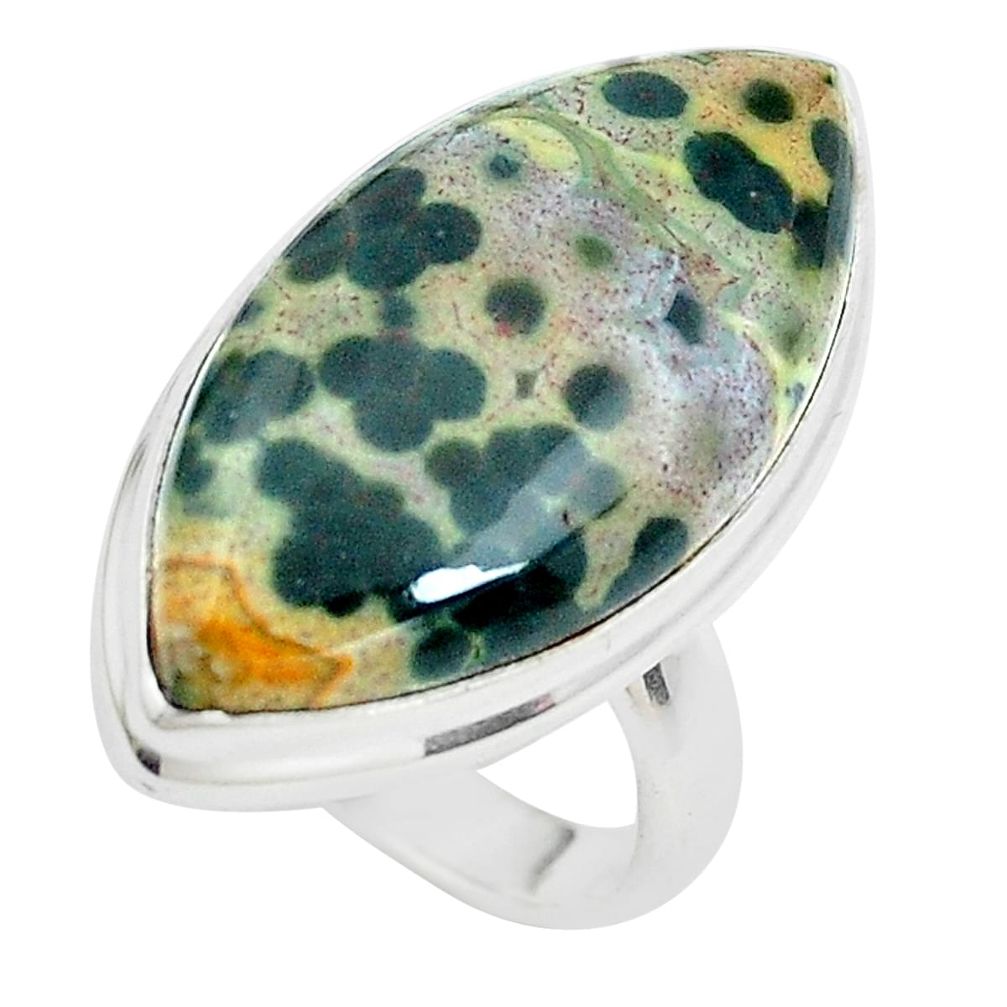 925 silver 16.15cts natural ocean sea jasper solitaire ring size 6 p38765