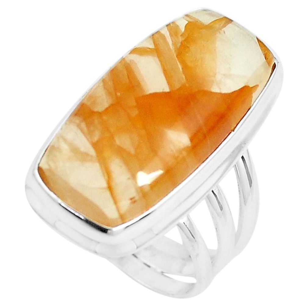 925 silver 18.47cts natural orange quartz solitaire ring jewelry size 6 p38864