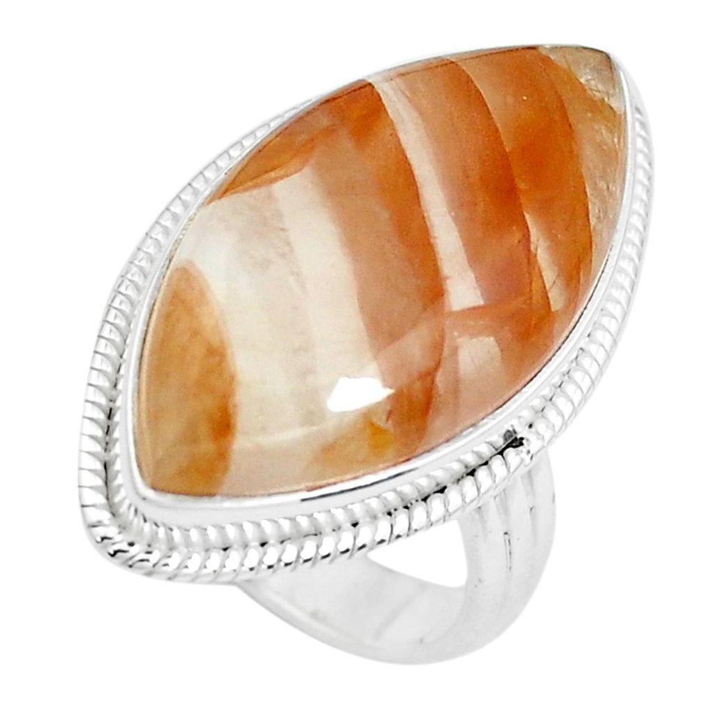 925 silver 17.20cts natural orange quartz solitaire ring jewelry size 7 p38872