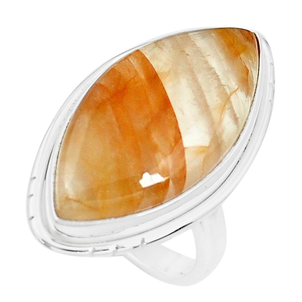 925 silver 17.69cts natural orange quartz solitaire ring jewelry size 7 p38877