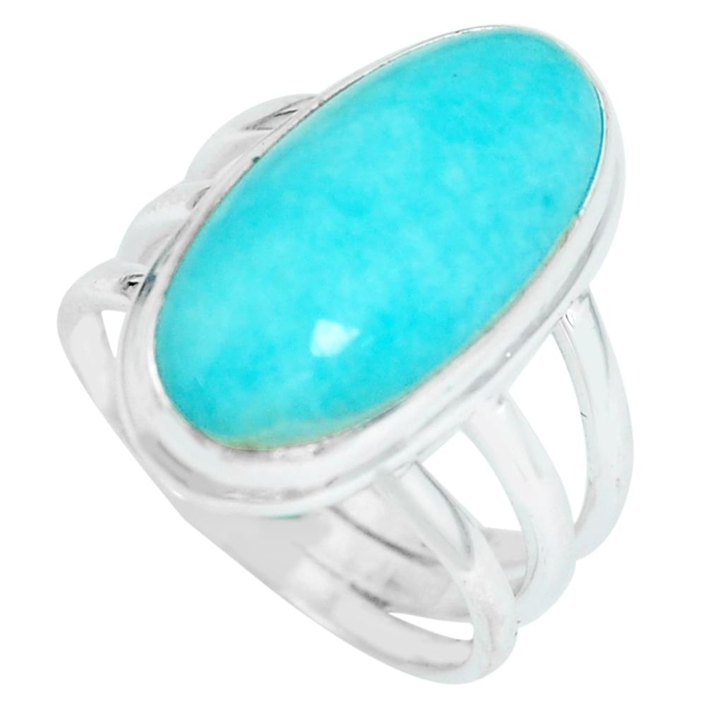 925 silver 10.89cts natural peruvian amazonite solitaire ring size 7.5 p65576