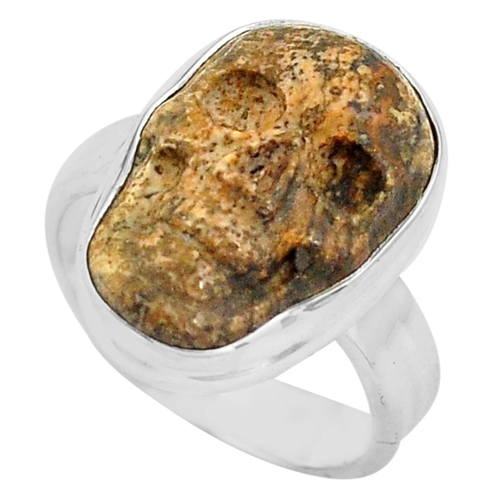 925 silver 10.41cts natural picture jasper skull solitaire ring size 7 p88213