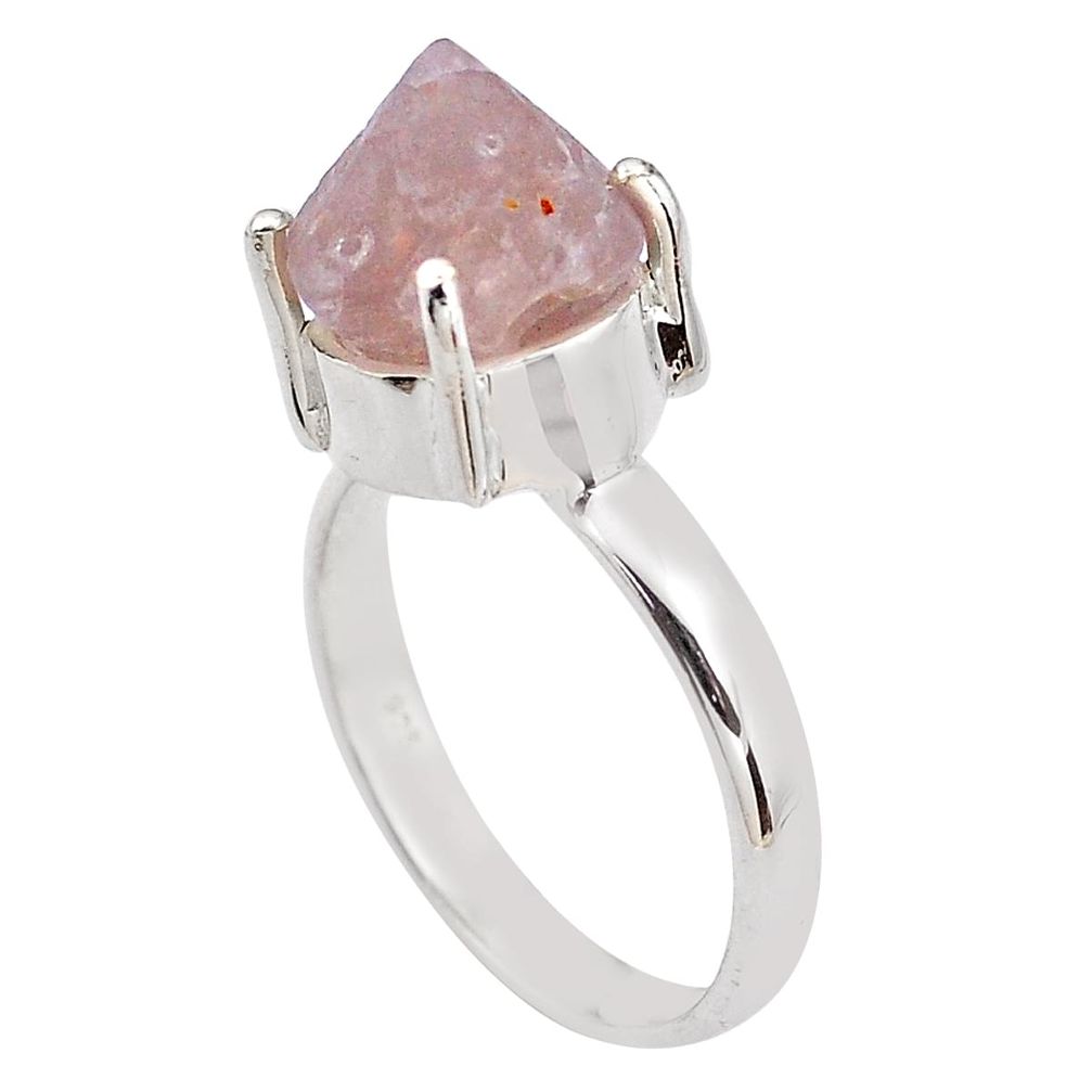 925 silver 7.66cts natural pink beta quartz fancy solitaire ring size 10 p84458